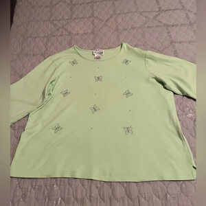 THE QUACKER FACTORY~GREEN BLOUSE~1X
